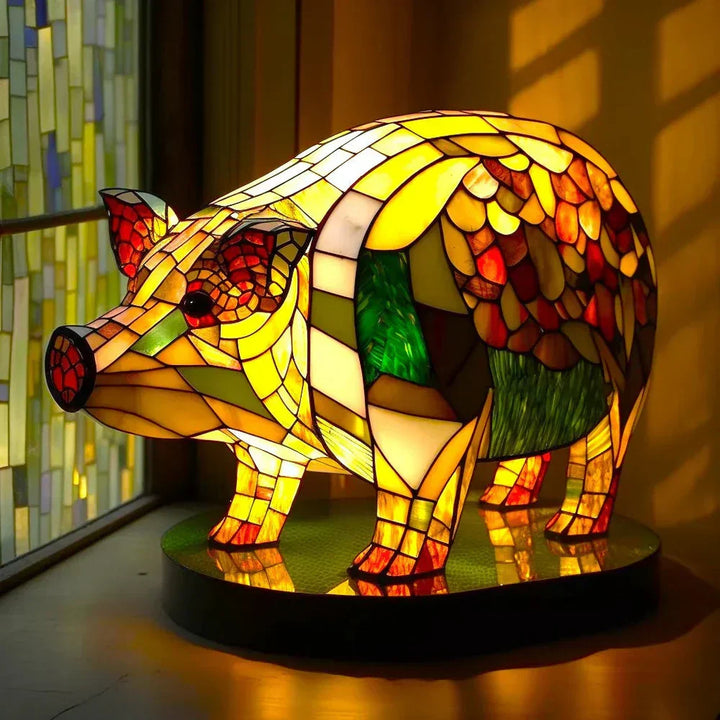 Dekorative AnimalGlow Lampe: Buntglas-Tiermotiv als besonderes Geschenkidee.