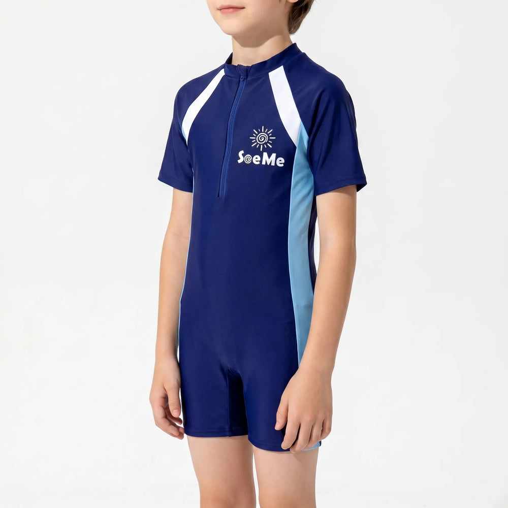 Kinder Kurzarm-Badeanzug mit UV-Schutz, perfekt für den Strand & Pool im Sommer.