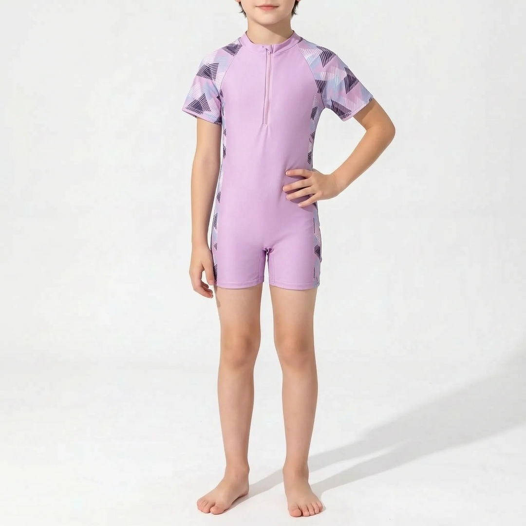 Robuster Kinder Kurzarm-Badeanzug mit Sonnenschutz, ideal für aktive Kinder am Strand & Pool im Sommer.