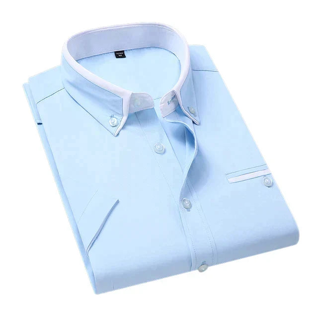 Kurzarm Herrenhemd mit elegantem Kentkragen für Business & Freizeit, stilvoll & bequem.