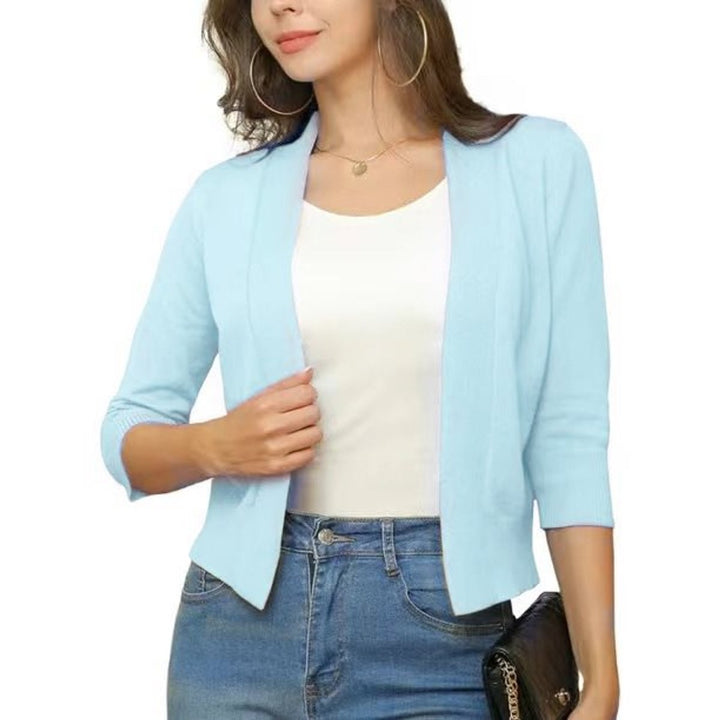 Schicker Damen Strickcardigan, kurz, mit 3/4-Ärmeln, vielseitig für Alltag & Freizeit.