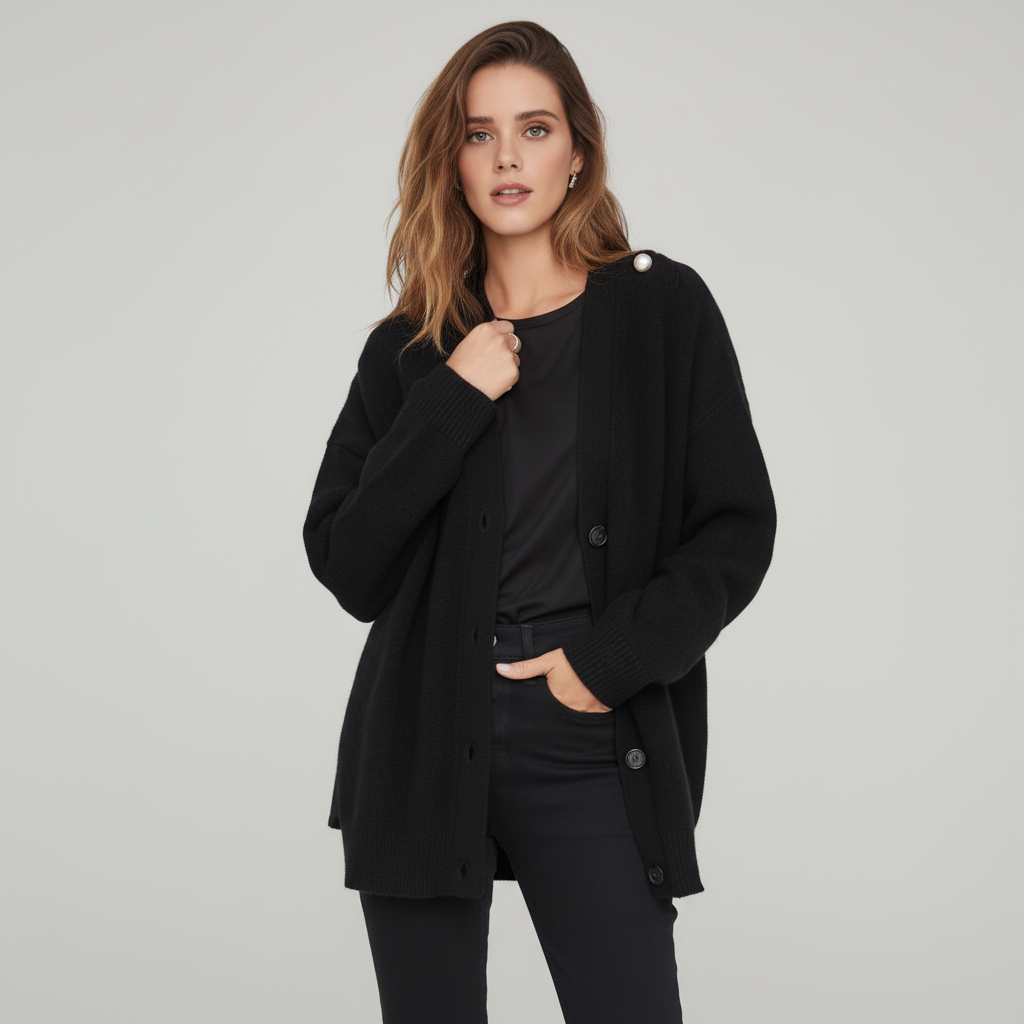 Eleganter Damen V-Ausschnitt Pullover, stilvoll kombiniert für Business oder Abend. Vielseitige Herbst- & Wintermode.