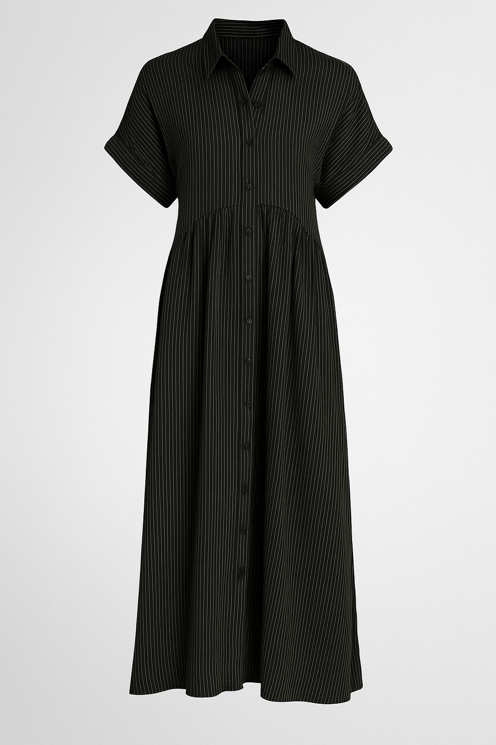 Bequemes, stilvolles Midikleid für Damen, einfarbig, perfekt für jeden Anlass. Mit nützlichen Taschen.
