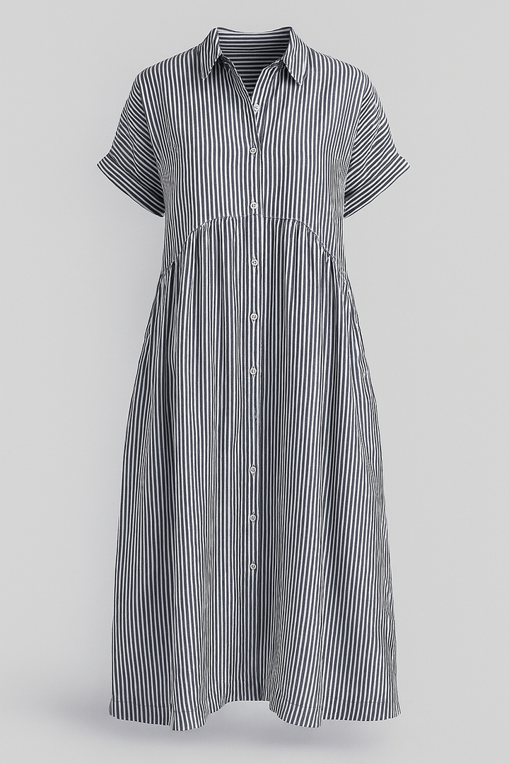 Casual Damenkleid: modisches Midikleid mit Taschen, vielseitig für Sommer & Alltag. Elegant und komfortabel.