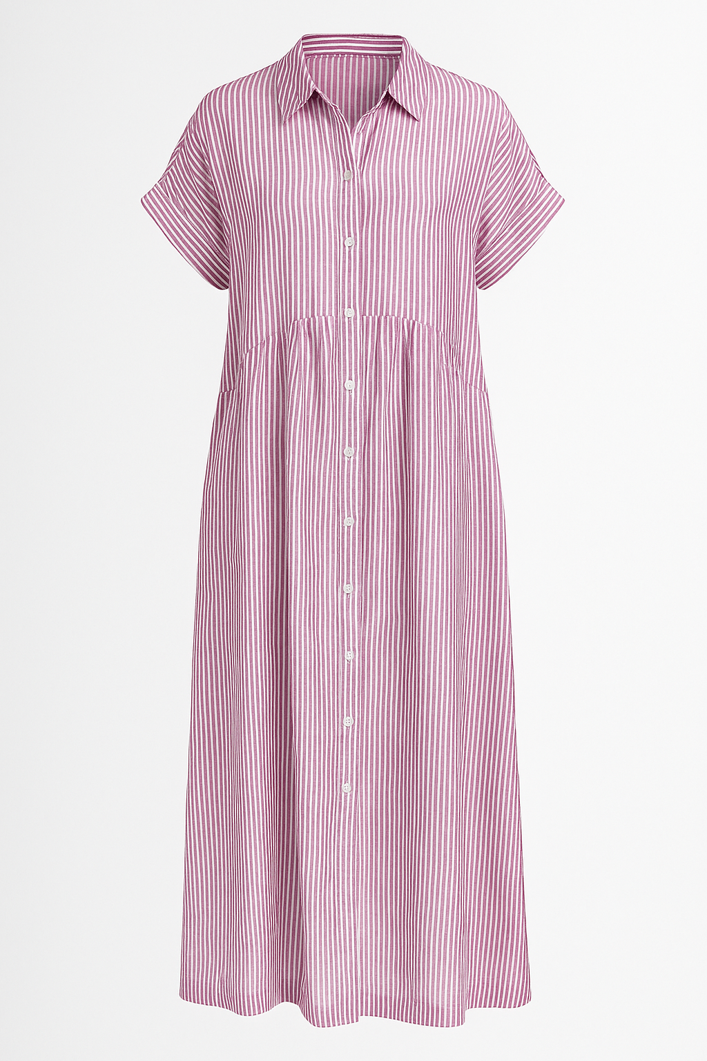 Modernes Damenkleid: einfarbiges Midikleid mit Taschen, ideal für Business & Freizeit. Vielseitig einsetzbar.