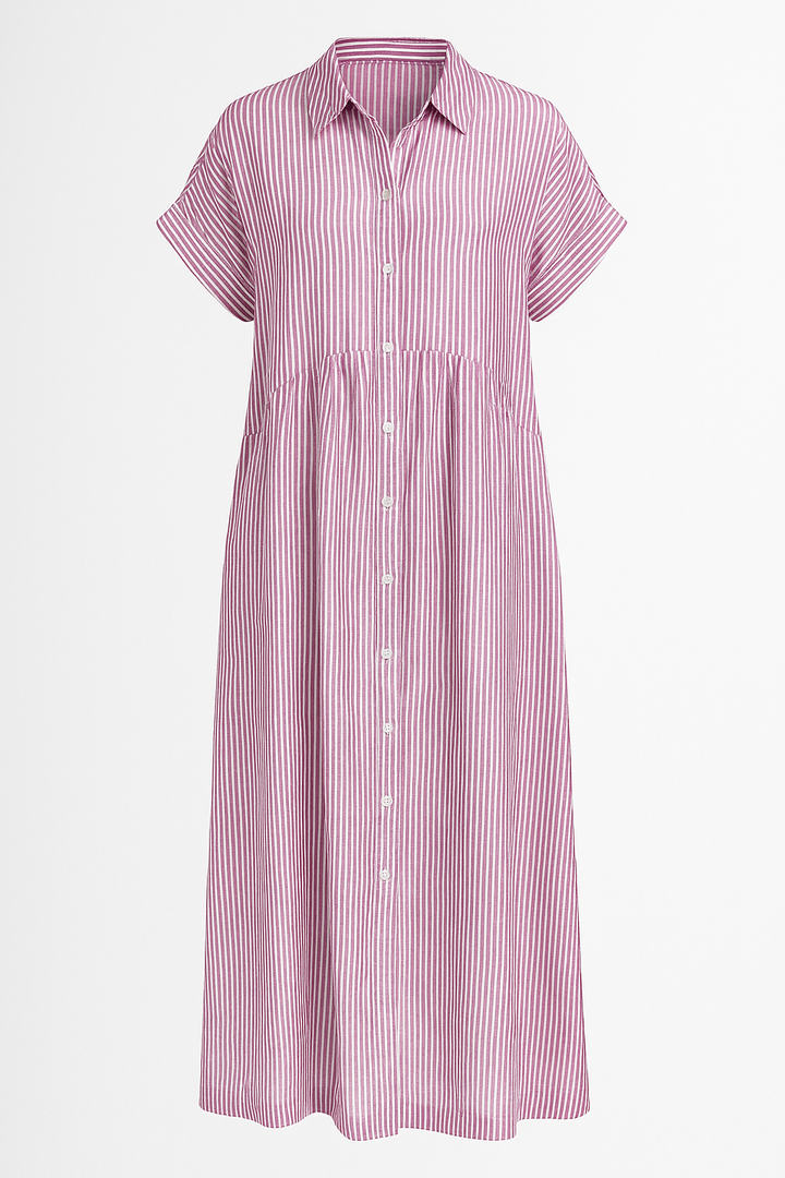 Modernes Damenkleid: einfarbiges Midikleid mit Taschen, ideal für Business & Freizeit. Vielseitig einsetzbar.