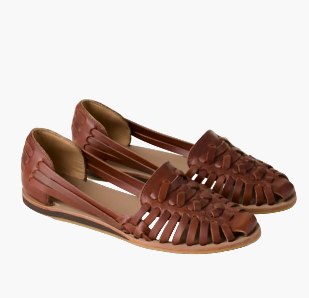 Bequeme Damen Huarache Sommerslipper, handgeflochtenes Design in Schwarz, Braun oder Rosa.