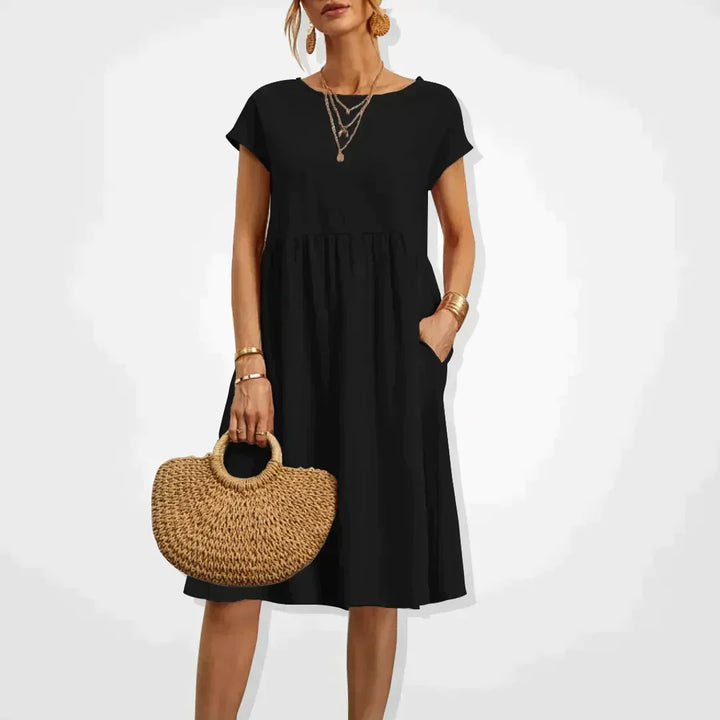 Bequemes Elodie Leinenkleid für Damen, leicht & atmungsaktiv. Ideal als lässiges Freizeitkleid im Sommer.