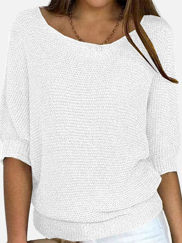 Entspannte Damen Strickbluse, lockerer Schnitt, mit klassischem Bootsausschnitt für komfortable Mode.