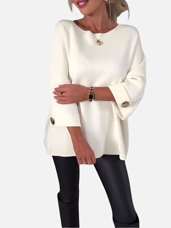 Elegante Damen Tunika-Bluse mit Langarm und stilvollen Knopfdetails, ideal für Büro und Freizeit.
