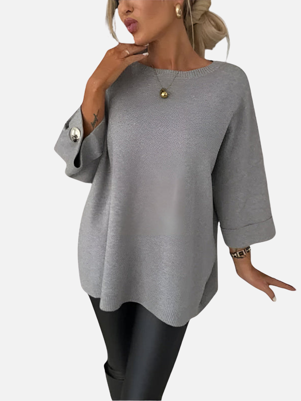 Komfortable Oversize Damen Tunika-Bluse mit langen Ärmeln, vielseitig für Alltag und Business-Casual.