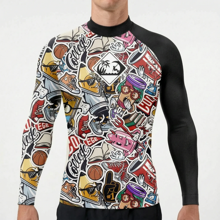Robustes Herren Langarm-Schwimmshirt, Rashguard für intensive Wassersportarten, UV-Schutz & Performance.