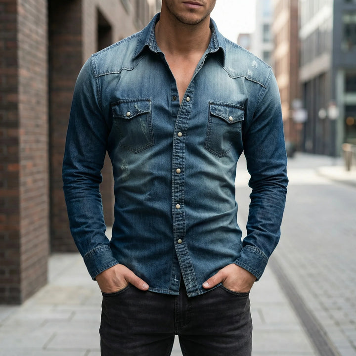 Herren Langarmhemd "Daniel" im Casual-Schnitt. Bequemes Freizeit-Shirt für Alltag & Business-Casual.