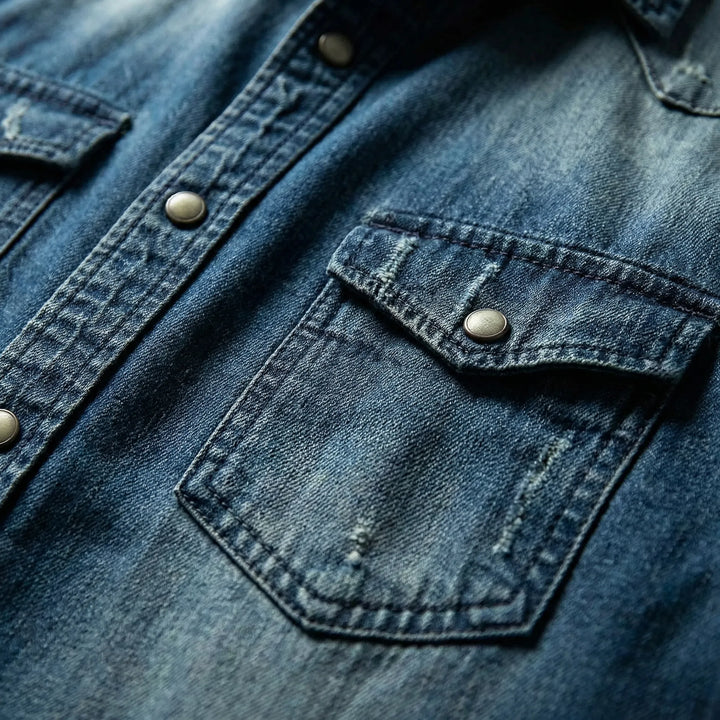 Slim-Fit Langarmhemd für Herren mit Knopfleiste und Brusttaschen. Vielseitiges Casual-Hemd im Used-Look.
