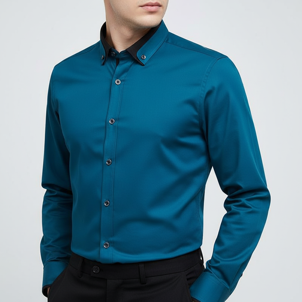 Hochwertiges Herren Langarmhemd mit stilvollem Kragen & bequemer Passform. Ein zeitloses Kleidungsstück.