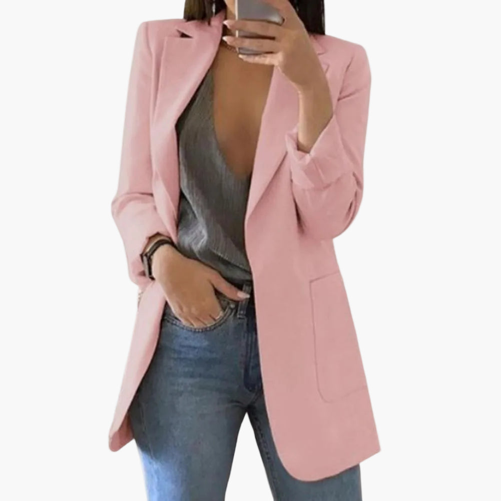 Langer offener Damen Blazer, elegant für Business & Freizeit, moderne Damenmode Oberbekleidung.