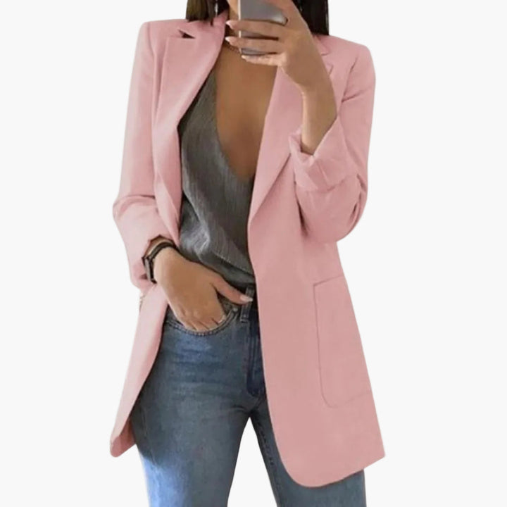 Langer offener Damen Blazer, elegant für Business & Freizeit, moderne Damenmode Oberbekleidung.