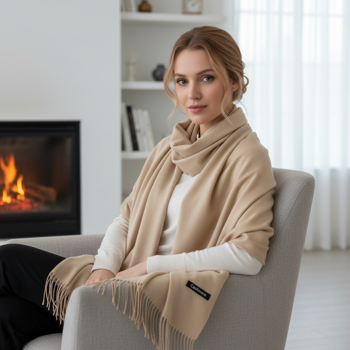 Langer, weicher Damen-Kaschmirschal von CashmereLux für elegante Wärme im Herbst und Winter.
