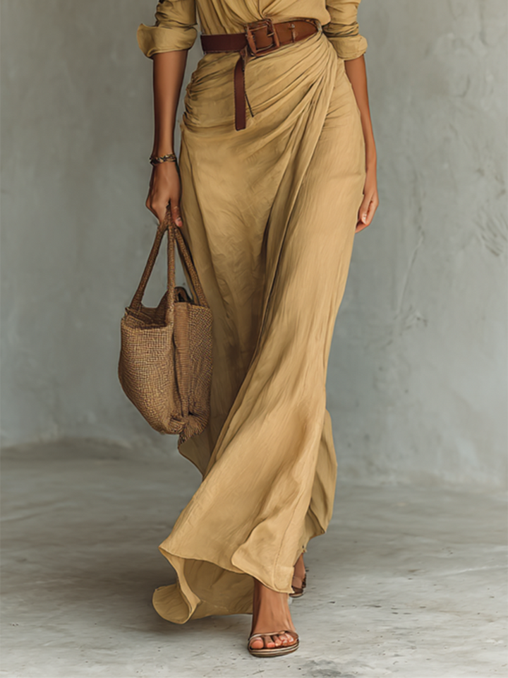 Vielseitiges Damen Hemdblusenkleid mit Gürtel, ideal für Frühling und Herbst, Business oder Casual.