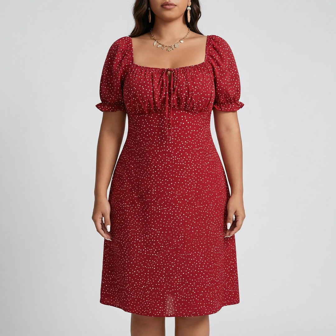 Rotes Plus Size Damenkleid: stilvoll & bequem. Ideal als vielseitiges Freizeitkleid, Sommerkleid oder elegantes Bürokleid.