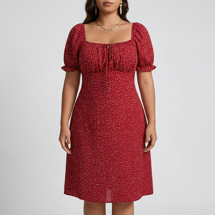 Rotes Plus Size Damenkleid: stilvoll & bequem. Ideal als vielseitiges Freizeitkleid, Sommerkleid oder elegantes Bürokleid.
