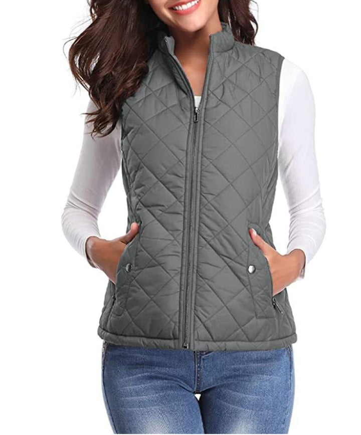 Moderne, leichte Damen Steppweste, ideal als Übergangsjacke im Frühling & Herbst, mit Stehkragen.