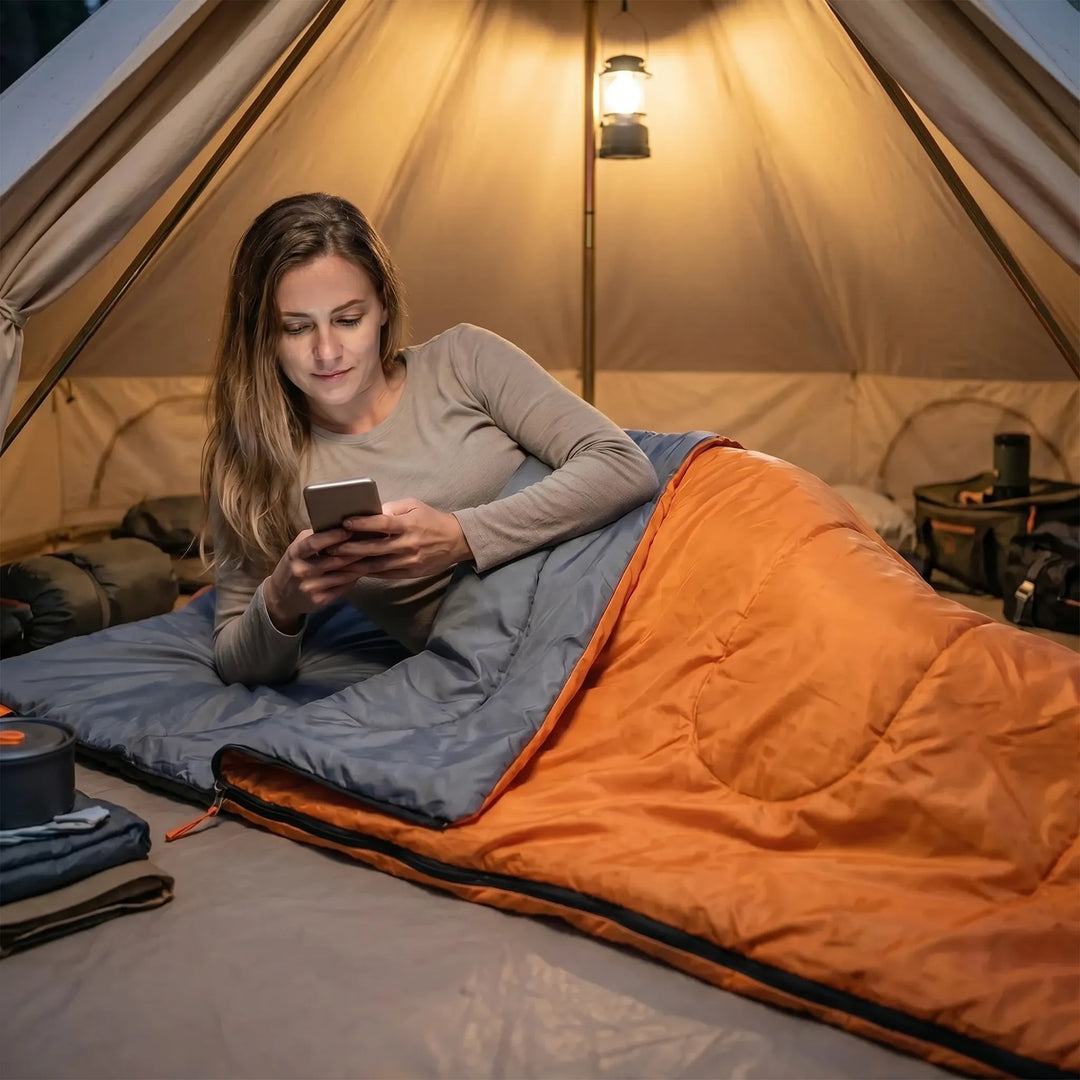 Leichter Deckenschlafsack für Erwachsene, ideal für Camping & Outdoor. Kompakt & vielseitig.