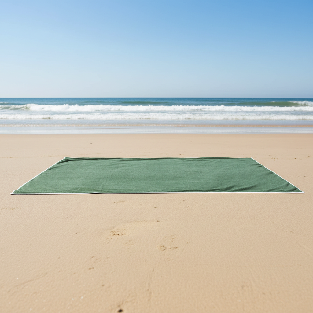 Leichtes, schnelltrocknendes Mikrofaser-Strandtuch mit Magnetfunktion für sandfreien Komfort am Strand und Pool.