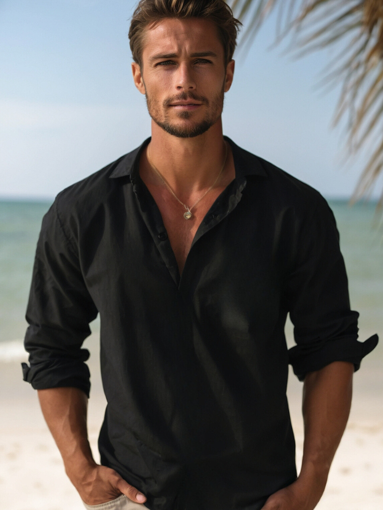 Herren Sommerhemd mit Knopfleiste, elegant & atmungsaktiv. Perfekt für Freizeit & Casual Herrenmode.