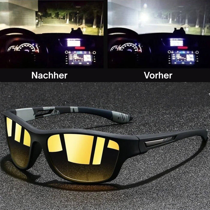 Robuste, leichte Herren Outdoor Sportbrille; ergonomisches Design und rutschfester Rahmen für festen Halt.