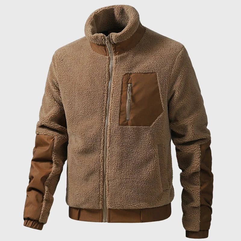 Moderne Herren Winterjacke aus weichem Fleece, atmungsaktiv und wärmend, mit stilvollem Stehkragen Design.