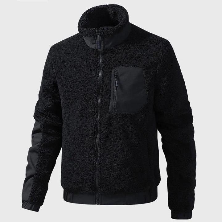 Atmungsaktive Herren Stehkragen-Fleecejacke, stilvoll und warm für Winter und Übergangszeit, vielseitig einsetzbar.