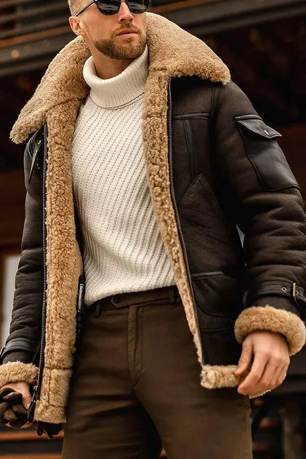 Stilvolle braune Herren Winterjacke, warm & zeitlos, perfekt für elegante Herrenmode und Freizeit.