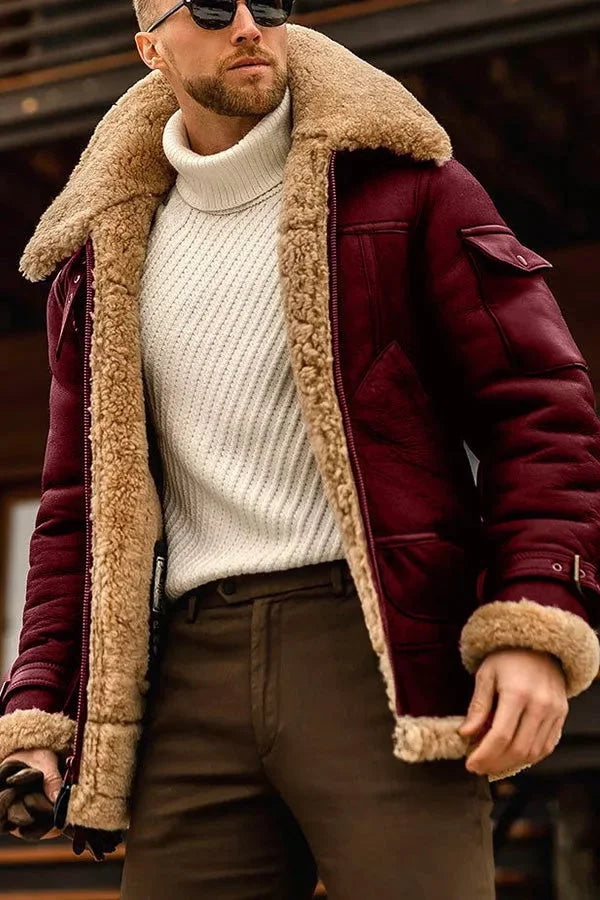 Klassische rote Herren Winterjacke, bequem & warm, vielseitig für Herrenmode, auch in Schwarz & Kaffee.