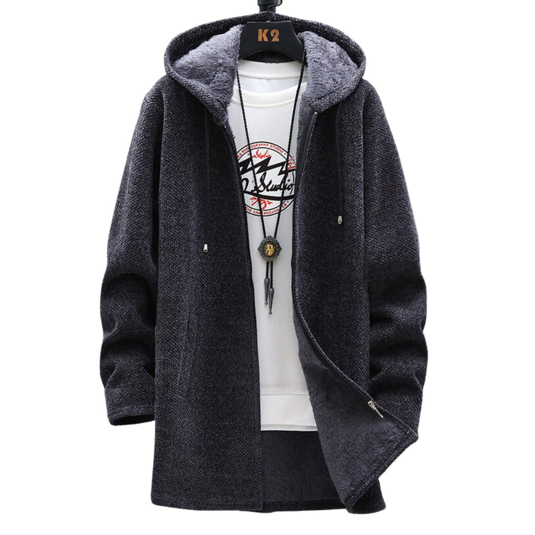Dunkelgraue Damen Sweatjacke mit Kapuze, elegant und sportlich. Perfekt für den Übergang oder kühle Abende.