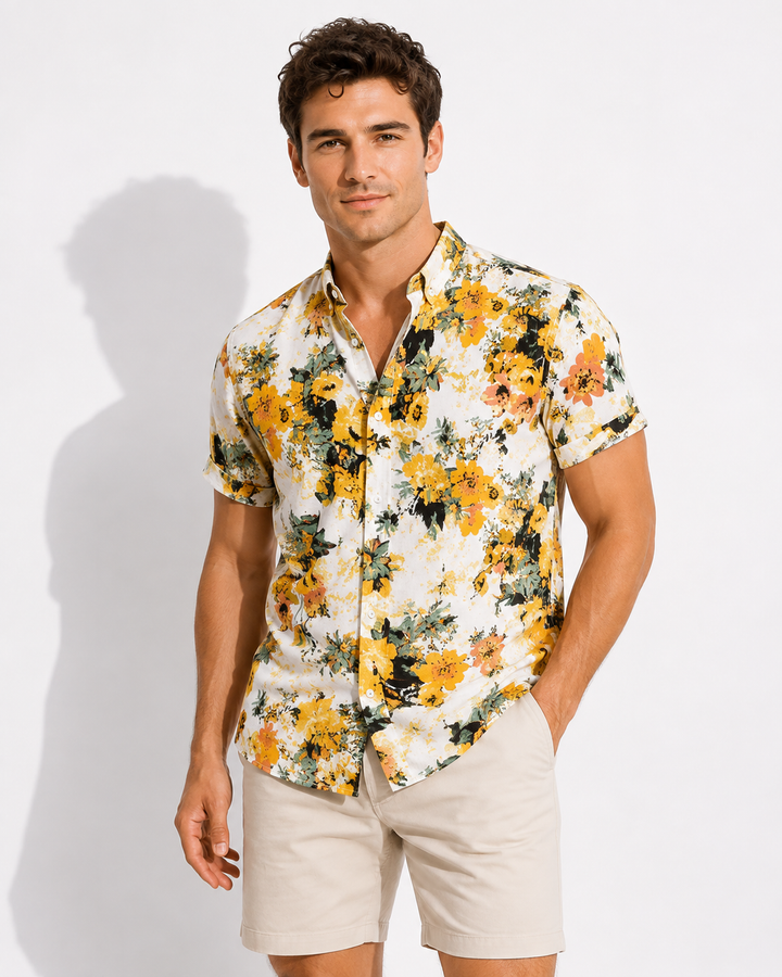 Tailliertes Herren Kurzarmhemd, elegant für den Sommer. Perfekt sitzendes Freizeithemd in modischen Farben.