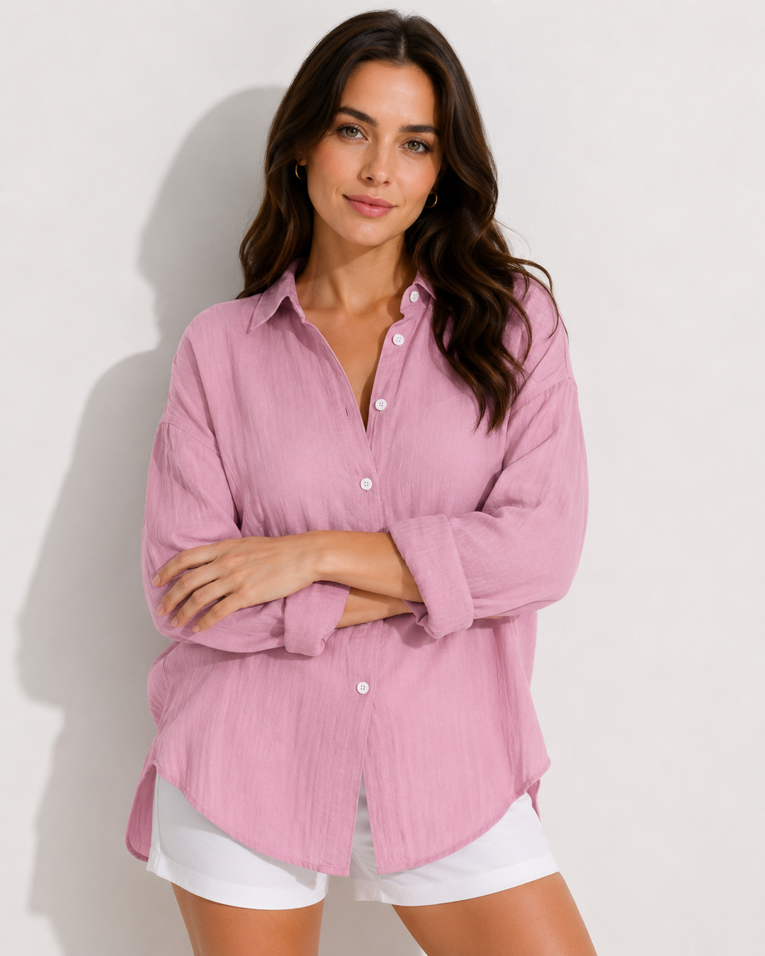 Elegante & knitterfreie Damen Hemdbluse, vielseitig tragbar, bietet optimalen Komfort für Alltag & Urlaub.
