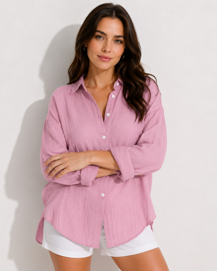 Elegante & knitterfreie Damen Hemdbluse, vielseitig tragbar, bietet optimalen Komfort für Alltag & Urlaub.