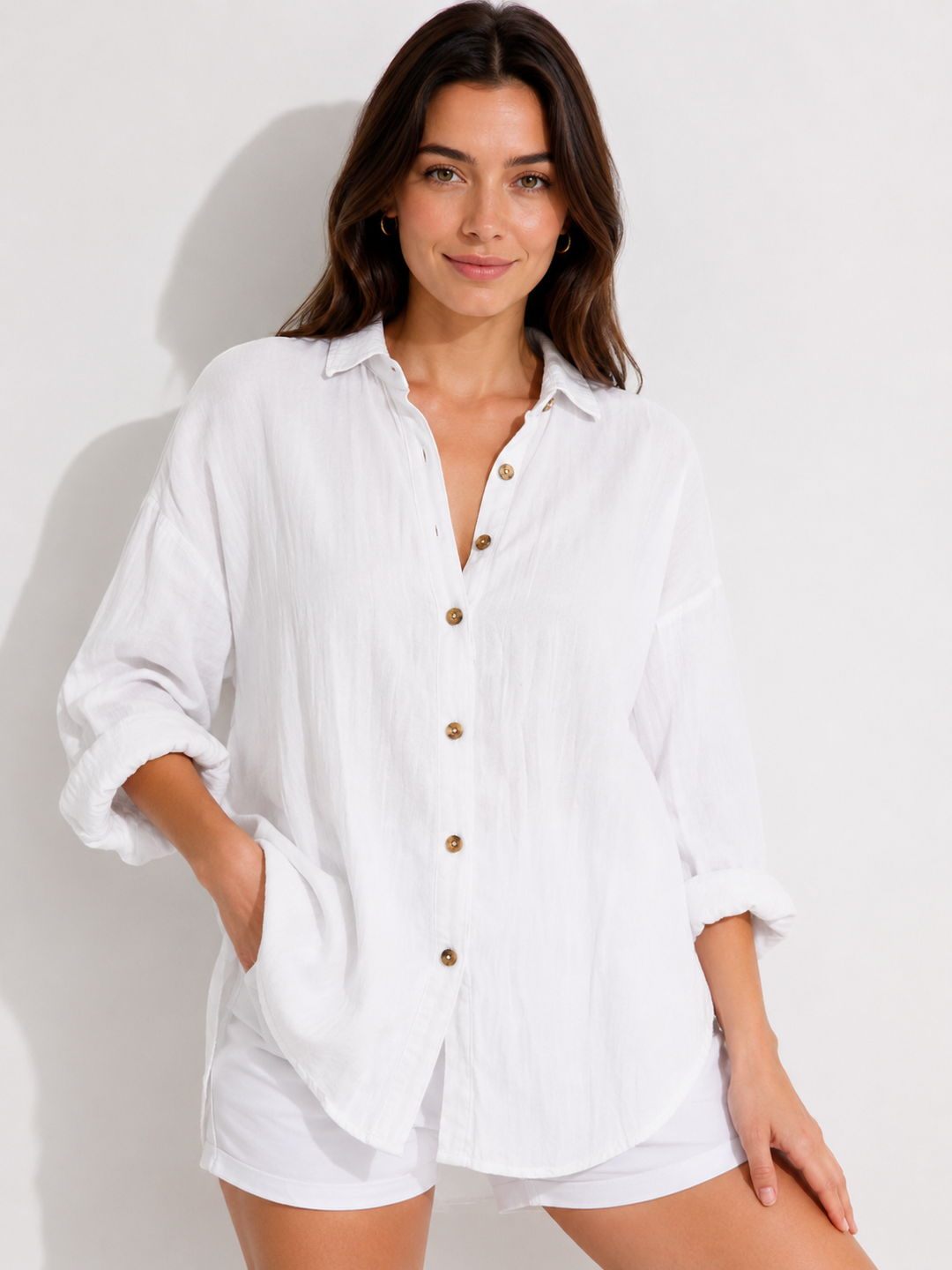Boyfriend Stil Bluse für Frauen, locker geschnitten, elegant und super bequem, ideal für Reisen und Alltag.