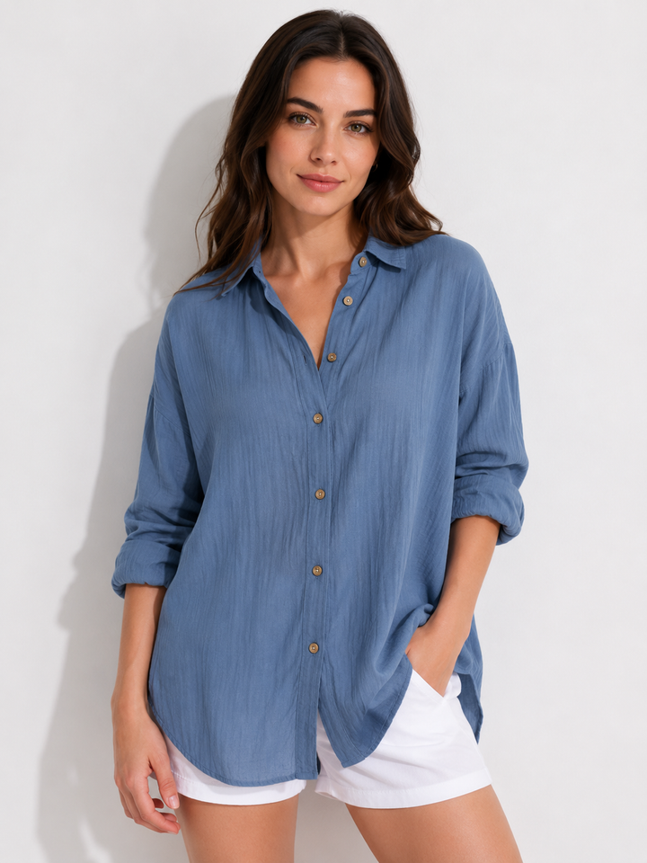 Frühlingshafte Damen Hemdbluse, modisch und bequem, pflegeleicht, perfekt für den vielseitigen Alltagslook.