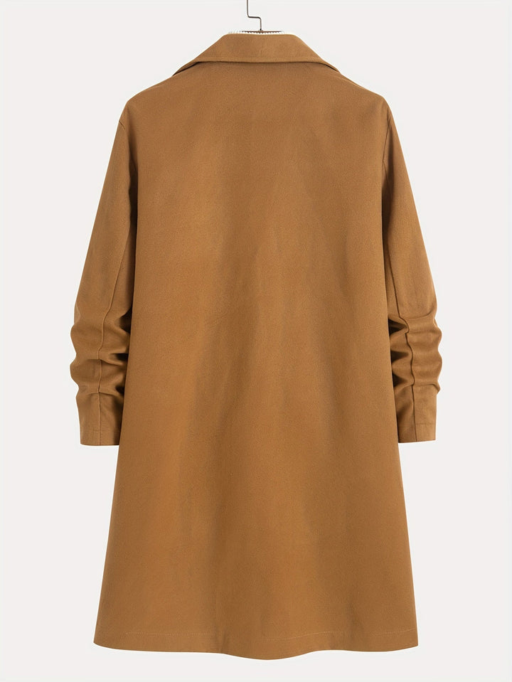 Eleganter brauner Herren Langmantel, einreihig mit Revers. Vielseitiger Übergangsmantel.