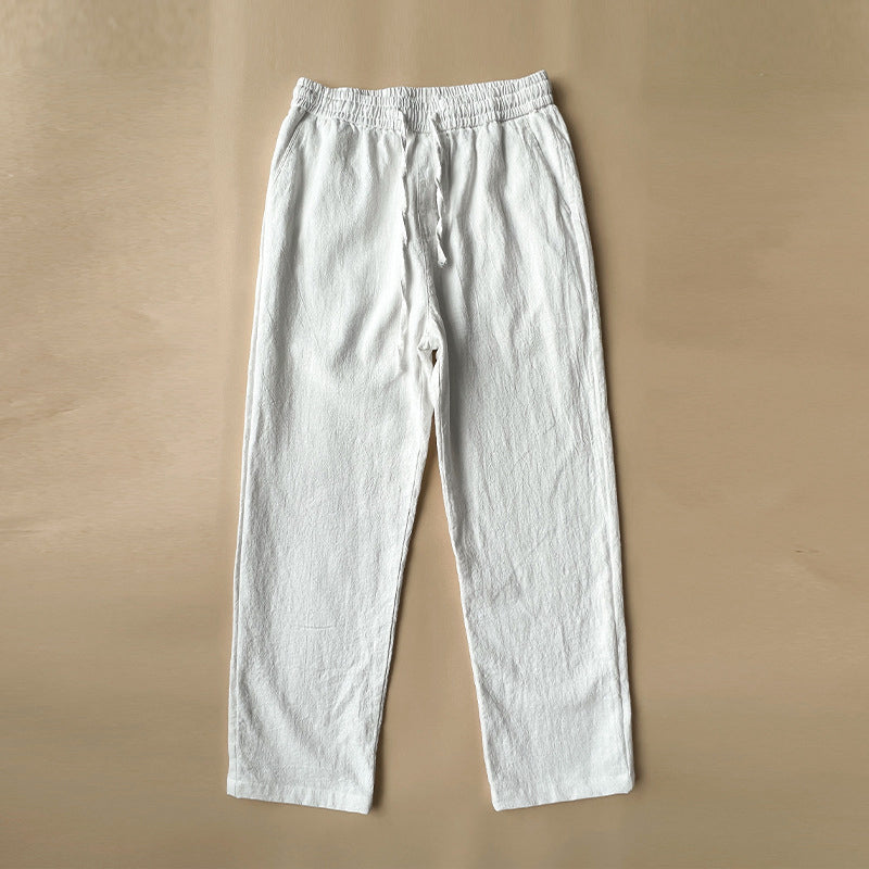 Atmungsaktive Herren Freizeithose in Leinen-Optik, perfekt als Casual-Hose für entspannte Sommertage.