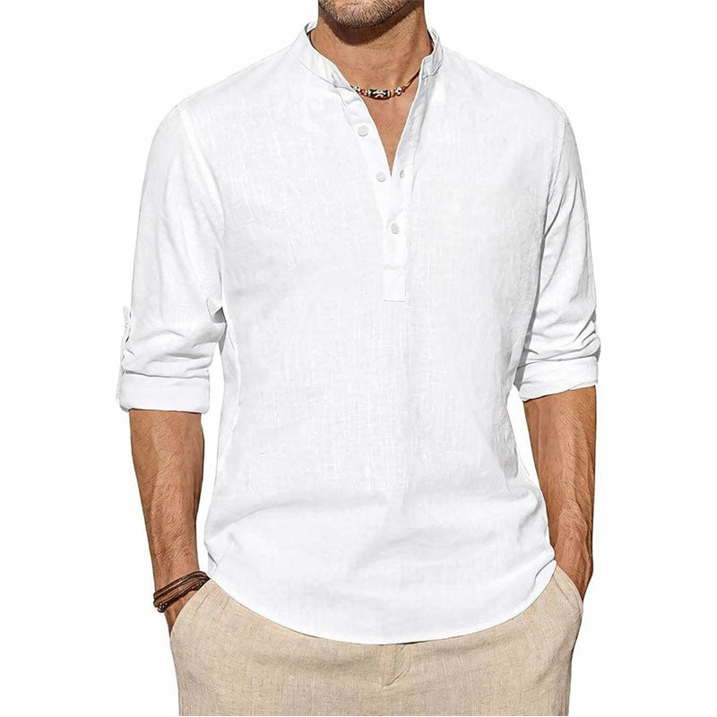 Stylisches Herren Henley Langarmshirt. Modernes minimalistisches Design, perfekt als Männer Oberteil für Frühling und Herbst.