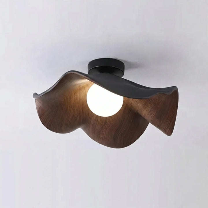 Naturinspiriertes Design: Deckenleuchte Lotusblüte in Holzoptik, bringt sanftes, modernes Licht in jeden Raum.