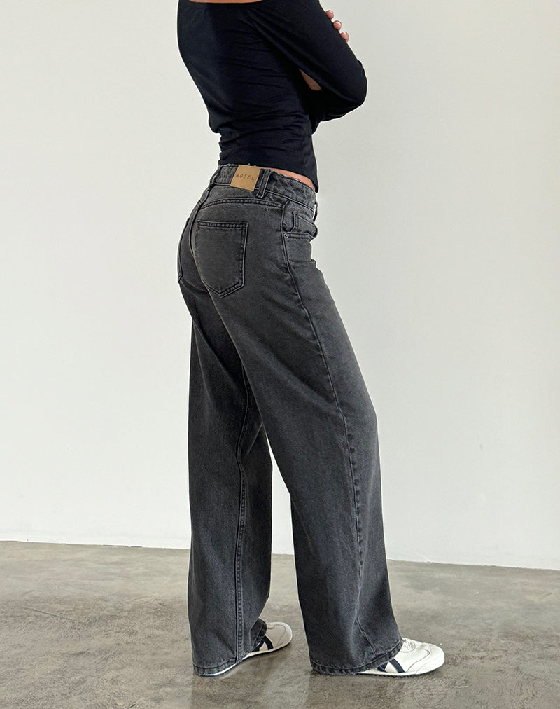 Modische Damen Low Rise Jeans, schwarz-grau mit gerader Beinform, für moderne Damenmode von ZuriFashion.