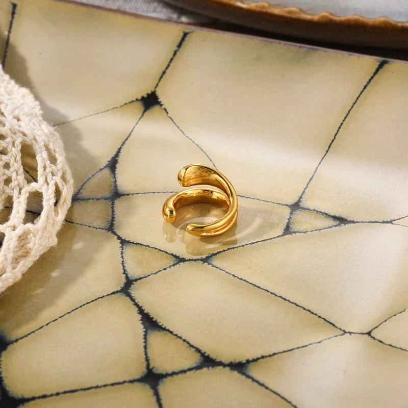 Damen Luxus Ohrmanschette, Gold-Ton, modernes Design, ohne Piercing, für den besonderen Glanz.