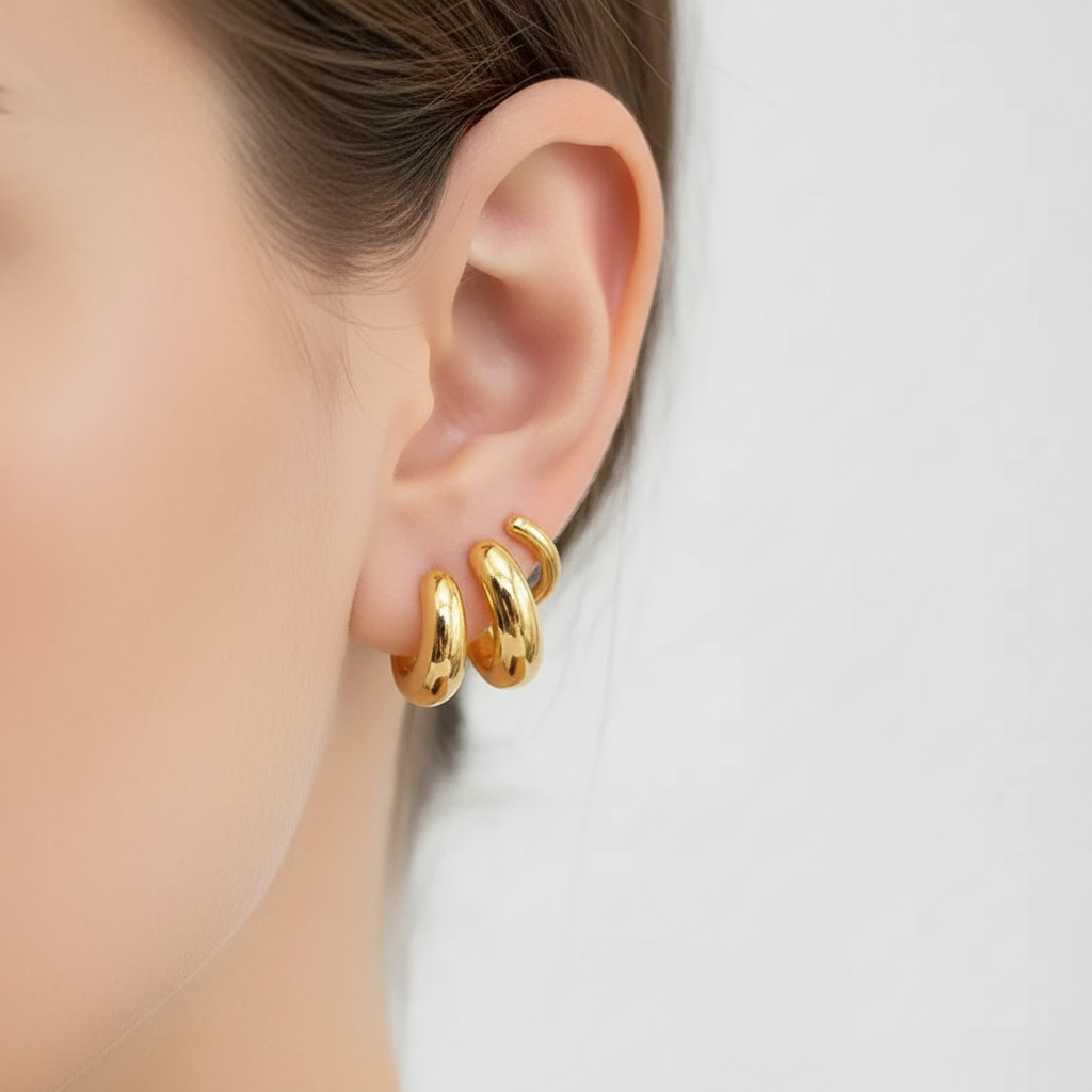 Elegante Damen Ohrmanschette, Goldschmuck, modern & piercingfrei, ein trendiges Accessoire.