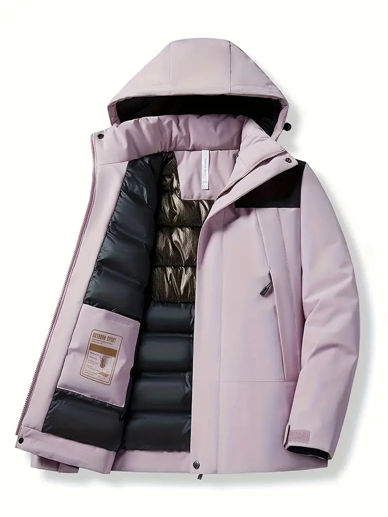 Hochwertige Damen Thermojacke, wind- & wasserdicht, mit Kapuze. Optimaler Kälteschutz für Outdoor-Aktivitäten.
