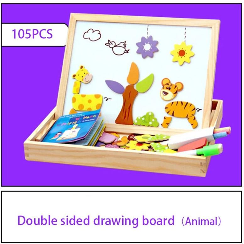 Massivholz KreativBox: Pädagogisches Magnetspiel & Zeichentafel für Kinder. Fördert Kreativität & Motorik.