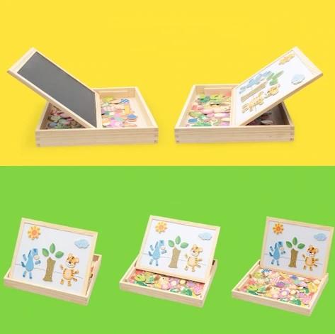 Holz-Magnetspiel KreativBox: Doppelseitige Zeichentafel für Kinder, Puzzle & pädagogisches Lernspiel.